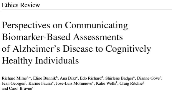 EPAD papers identifies expectations related to learning risk status and preferences related to the content, quality, and follow-up of the disclosure process